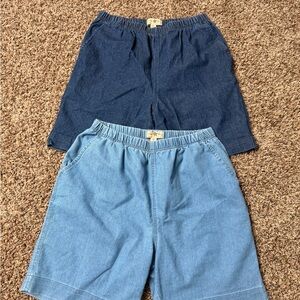 Casual Denim Jean Shorts - Dark Blue and Light Blue